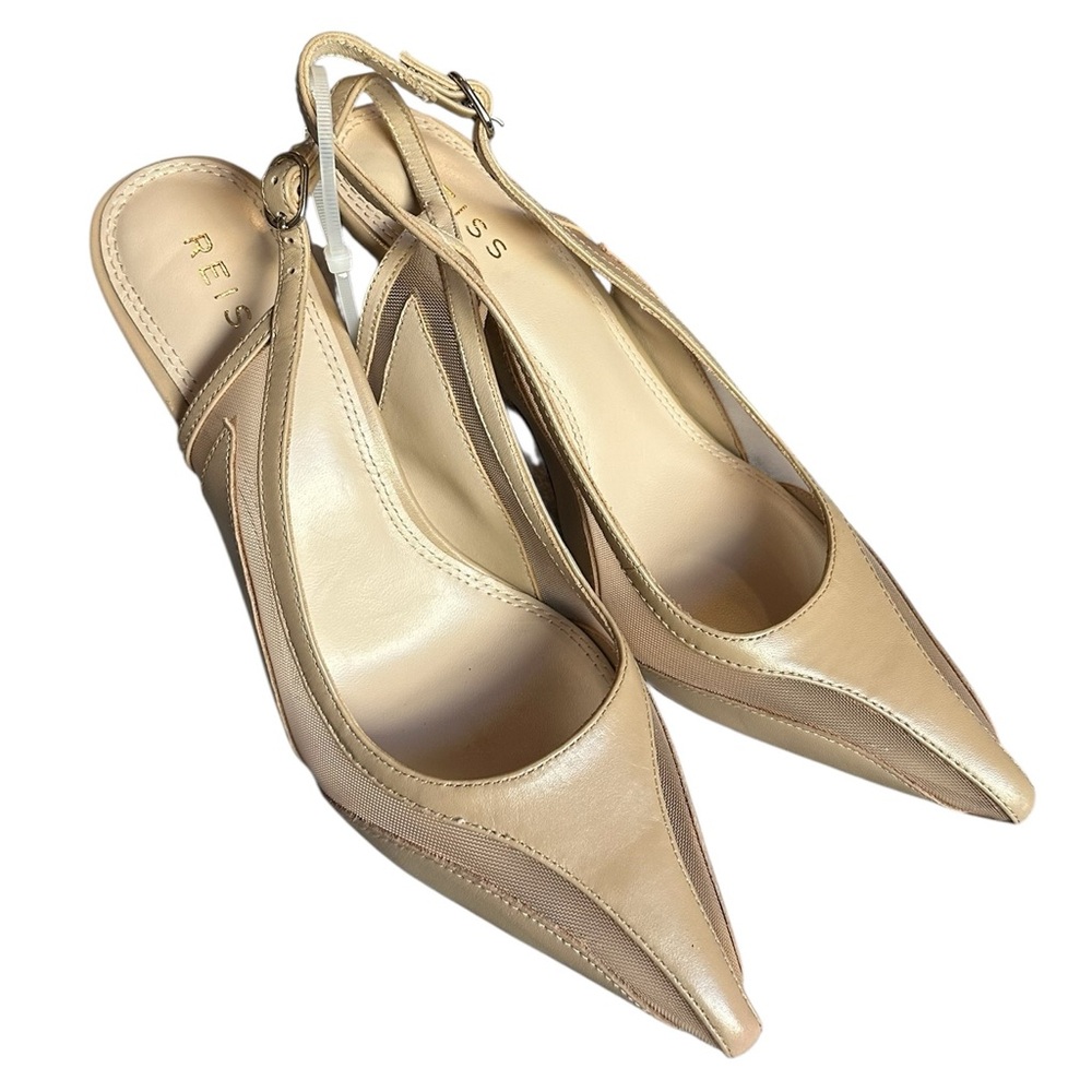NEW Reiss Ellie Mesh Slingback Heels Latte Tan | Pointed Toe Court Pump | EU 39 - Picture 6 of 11